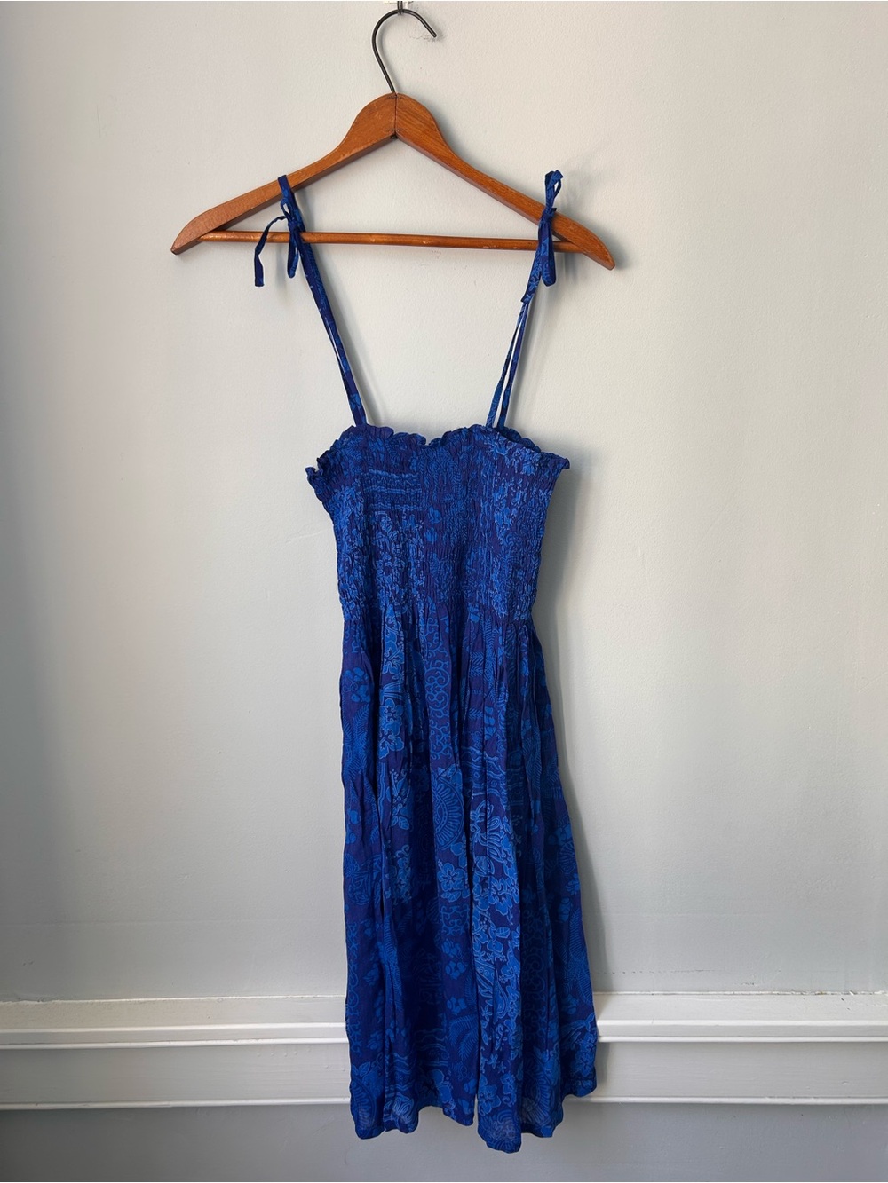 NWT Vintage Cabali Mini Summer Dress Blue Boho Caribbean Baly Floral Hawaiian M